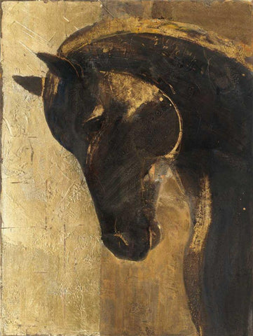 Trojan Horse II Gold Black Ornate Wood Framed Art Print with Double Matting by Hristova, Albena
