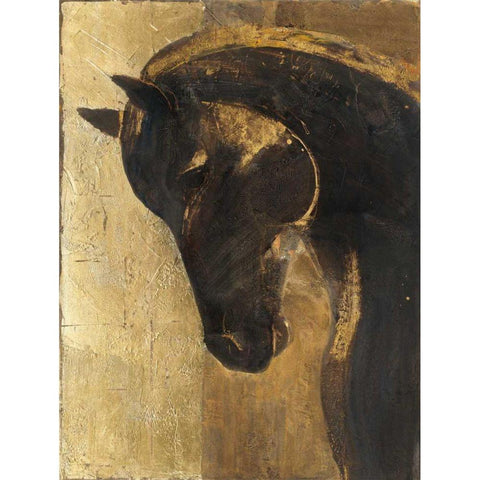 Trojan Horse II Gold Black Modern Wood Framed Art Print by Hristova, Albena