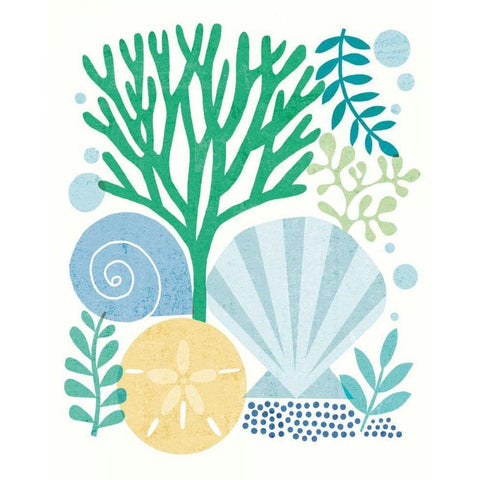 Under Sea Treasures VI Sea Glass Black Modern Wood Framed Art Print by Mullan, Michael