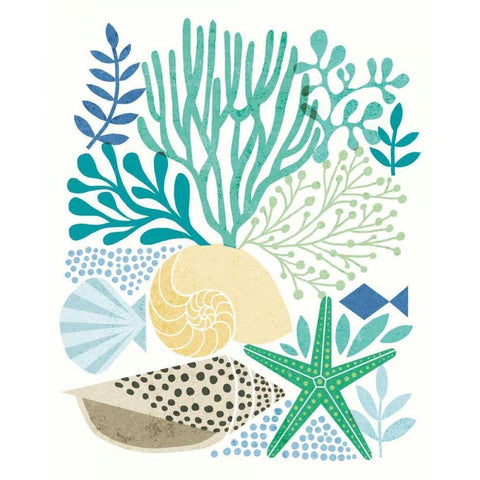 Under Sea Treasures V Sea Glass Black Modern Wood Framed Art Print with Double Matting by Mullan, Michael