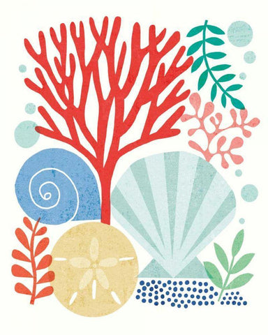 Under Sea Treasures V Black Ornate Wood Framed Art Print with Double Matting by Mullan, Michael