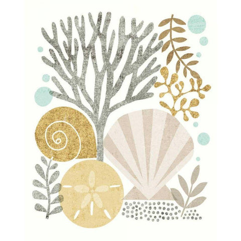 Under Sea Treasures V Gold Neutral Black Modern Wood Framed Art Print with Double Matting by Mullan, Michael