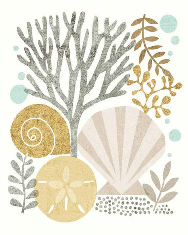 Under Sea Treasures V Gold Neutral Black Ornate Wood Framed Art Print with Double Matting by Mullan, Michael