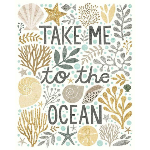 Under Sea Treasures IV Gold Neutral Black Modern Wood Framed Art Print with Double Matting by Mullan, Michael