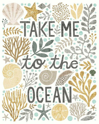 Under Sea Treasures IV Gold Neutral White Modern Wood Framed Art Print with Double Matting by Mullan, Michael