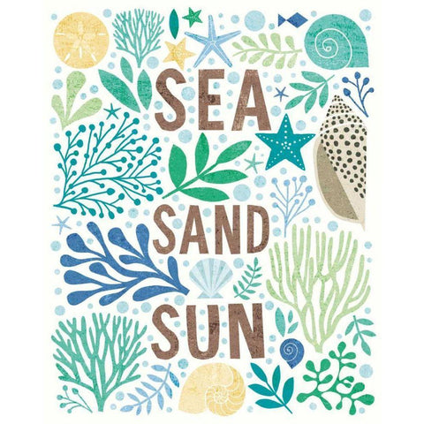 Under Sea Treasures III Sea Glass White Modern Wood Framed Art Print by Mullan, Michael