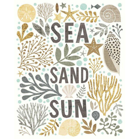 Under Sea Treasures III Gold Neutral Gold Ornate Wood Framed Art Print with Double Matting by Mullan, Michael