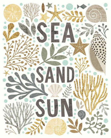 Under Sea Treasures III Gold Neutral White Modern Wood Framed Art Print with Double Matting by Mullan, Michael