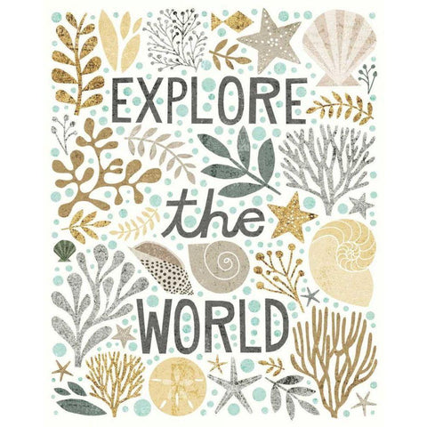 Under Sea Treasures I Gold Neutral White Modern Wood Framed Art Print by Mullan, Michael