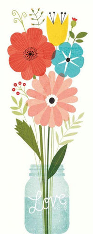 Seaside Bouquet VI Mason Jar Black Ornate Wood Framed Art Print with Double Matting by Mullan, Michael
