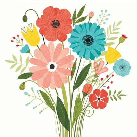 Seaside Bouquet II White Modern Wood Framed Art Print with Double Matting by Mullan, Michael