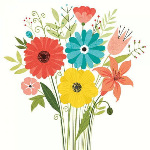 Seaside Bouquet III Gold Ornate Wood Framed Art Print with Double Matting by Mullan, Michael