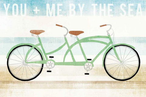 Beach Cruiser Tandem Black Ornate Wood Framed Art Print with Double Matting by Mullan, Michael