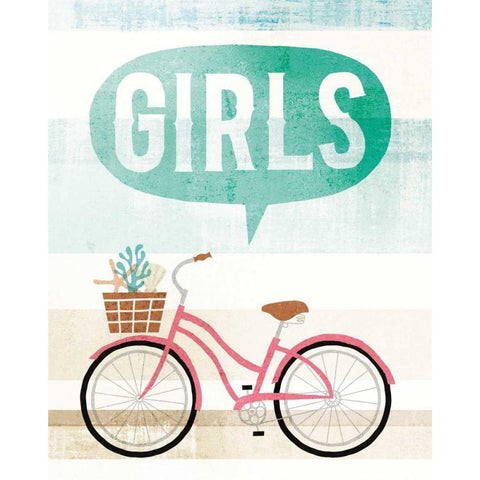 Beach Cruiser Girls II Black Modern Wood Framed Art Print with Double Matting by Mullan, Michael