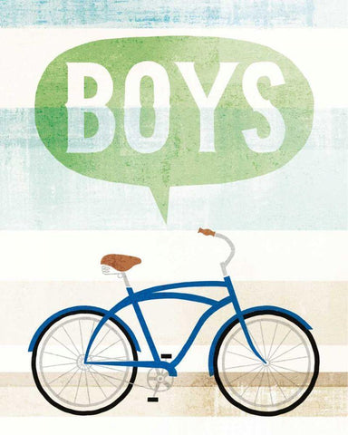 Beach Cruiser Boys II Black Ornate Wood Framed Art Print with Double Matting by Mullan, Michael