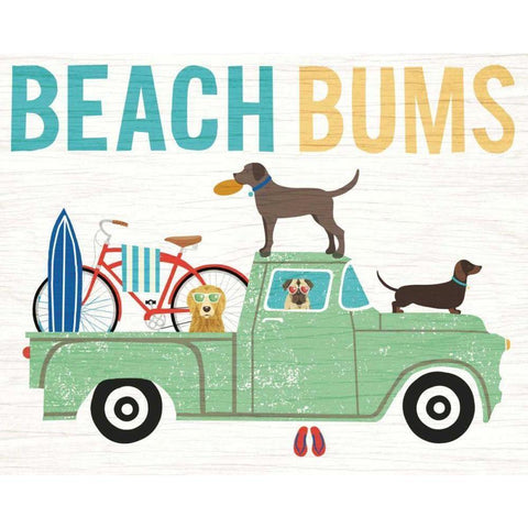 Beach Bums Truck I Gold Ornate Wood Framed Art Print with Double Matting by Mullan, Michael