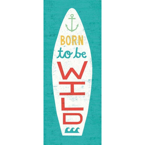 Beach Bums Surf Board I White Modern Wood Framed Art Print by Mullan, Michael