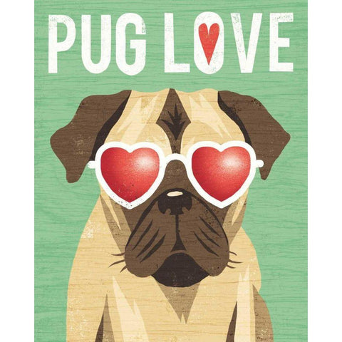 Beach Bums Pug I Love Gold Ornate Wood Framed Art Print with Double Matting by Mullan, Michael