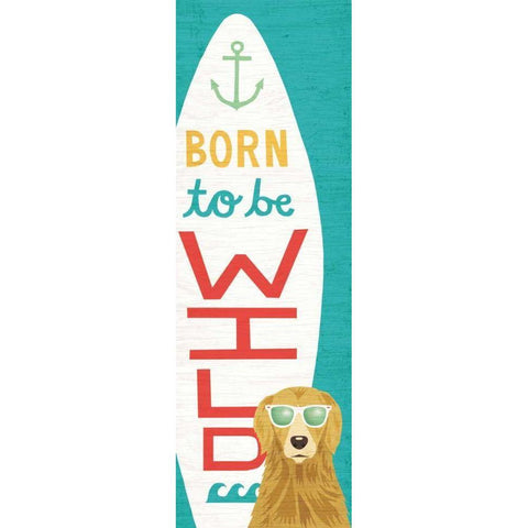 Beach Bums Golden Surf Board Black Modern Wood Framed Art Print with Double Matting by Mullan, Michael