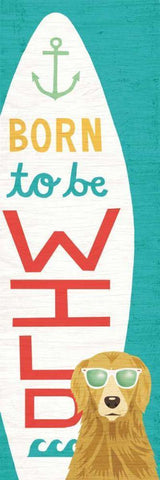 Beach Bums Golden Surf Board Black Ornate Wood Framed Art Print with Double Matting by Mullan, Michael