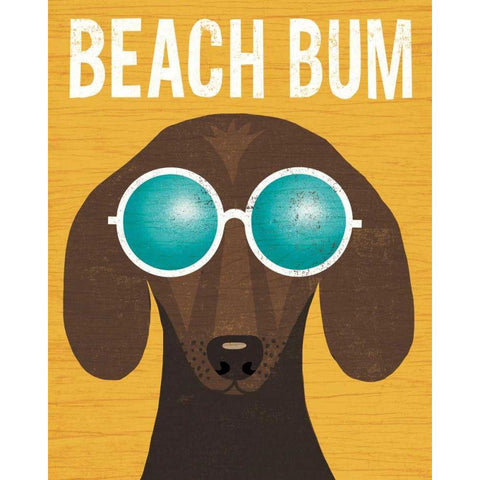 Beach Bums Dachshund I Bum Gold Ornate Wood Framed Art Print with Double Matting by Mullan, Michael