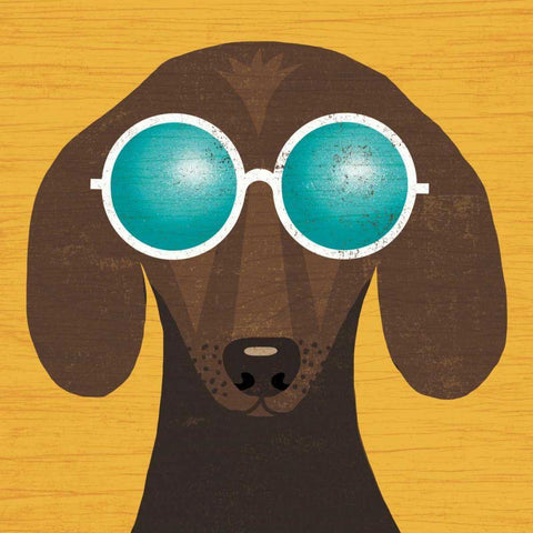 Beach Bums Dachshund I Black Modern Wood Framed Art Print by Mullan, Michael