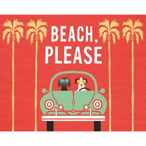 Beach Bums Beetle I White Modern Wood Framed Art Print by Mullan, Michael