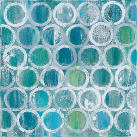 Stack of Tubes Blue White Modern Wood Framed Art Print with Double Matting by Hristova, Albena
