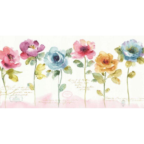 Rainbow Seeds Loose Floral V Black Modern Wood Framed Art Print with Double Matting by Audit, Lisa
