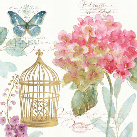 Rainbow Seeds Floral Birdcage II Black Modern Wood Framed Art Print by Audit, Lisa