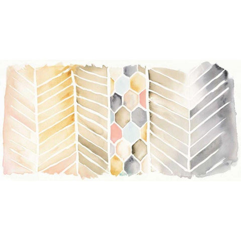 Watercolor Chevron Black Modern Wood Framed Art Print with Double Matting by DeNeige, Elyse