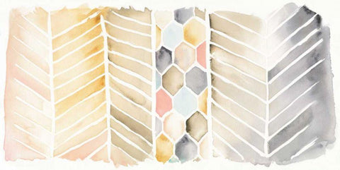 Watercolor Chevron Black Ornate Wood Framed Art Print with Double Matting by DeNeige, Elyse