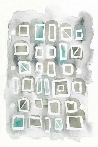 Watercolor Squares Black Ornate Wood Framed Art Print with Double Matting by DeNeige, Elyse