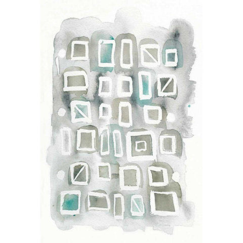 Watercolor Squares Black Modern Wood Framed Art Print by DeNeige, Elyse