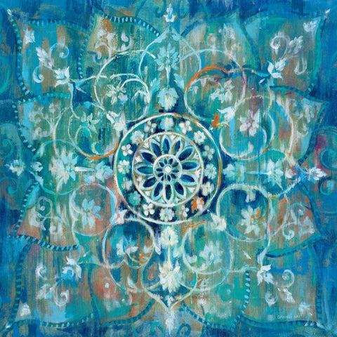 Mandala in Blue I Sq Black Modern Wood Framed Art Print with Double Matting by Danhui, Nai