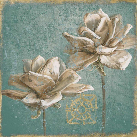Seed Pod II no Words Turquoise Black Ornate Wood Framed Art Print with Double Matting by Grove, Beth