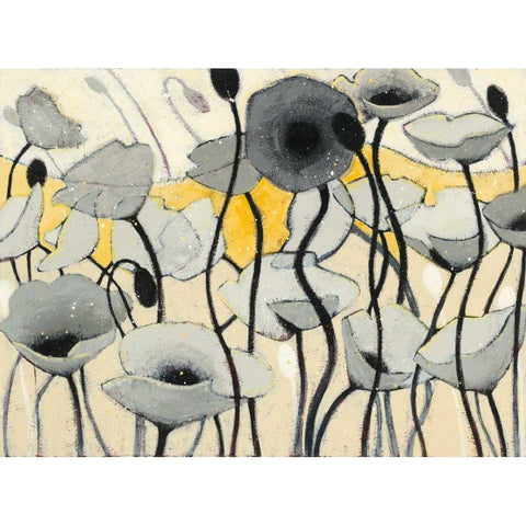Snow Day Gray Flower Black Modern Wood Framed Art Print by Novak, Shirley