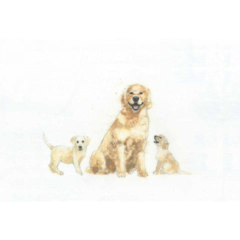 Dog and Puppies Gold Ornate Wood Framed Art Print with Double Matting by Adams, Emily