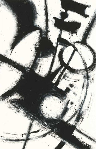 Expression Abstract II White Black Ornate Wood Framed Art Print with Double Matting by Novak, Shirley
