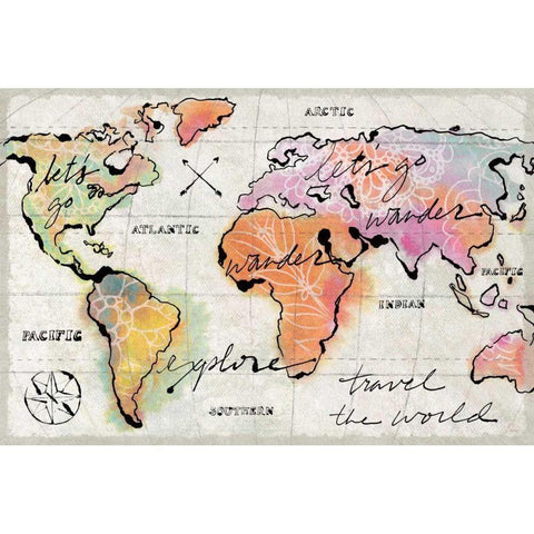 Mapped Shorelines I Neutral Crop Black Modern Wood Framed Art Print with Double Matting by Schlabach, Sue