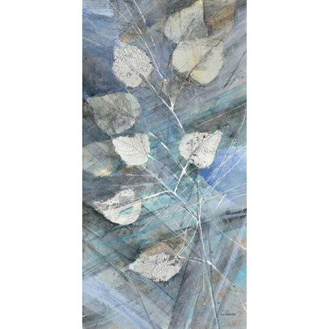 Silver Leaves I Black Modern Wood Framed Art Print by Albena, Hristova