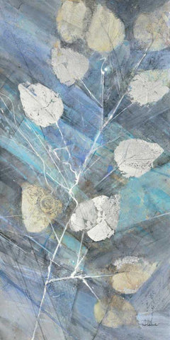 Silver Leaves II Black Ornate Wood Framed Art Print with Double Matting by Albena, Hristova
