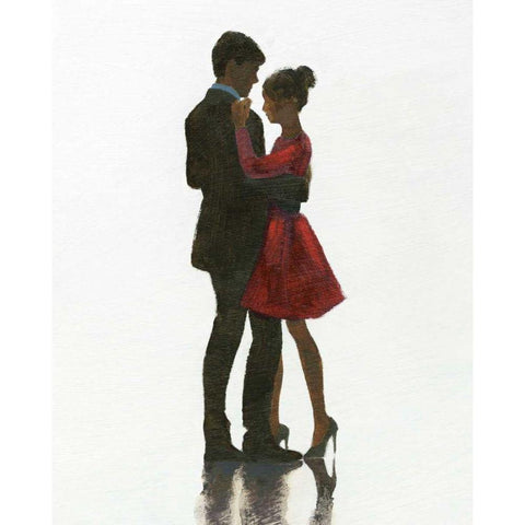 The Embrace II Red Dress Black Modern Wood Framed Art Print with Double Matting by Fabiano, Marco