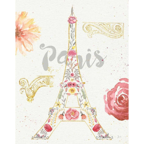 Paris Blooms I White Modern Wood Framed Art Print by Aiken, Jess