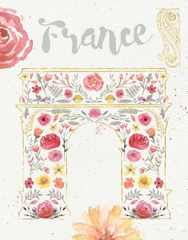 Paris Blooms II Black Ornate Wood Framed Art Print with Double Matting by Aiken, Jess