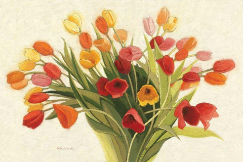Spring Tulips Black Ornate Wood Framed Art Print with Double Matting by Novak, Shirley