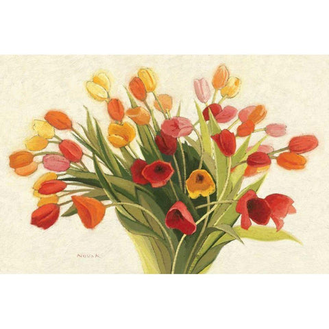 Spring Tulips Black Modern Wood Framed Art Print with Double Matting by Novak, Shirley