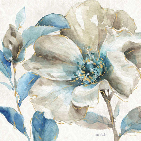 Indigold IV White Modern Wood Framed Art Print with Double Matting by Audit, Lisa