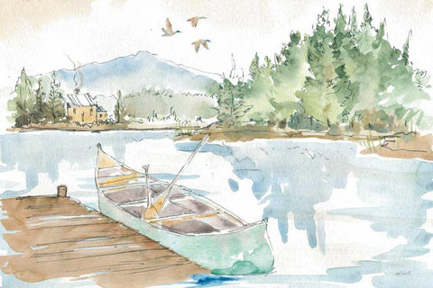 Lakehouse I Black Ornate Wood Framed Art Print with Double Matting by Tavoletti, Anne