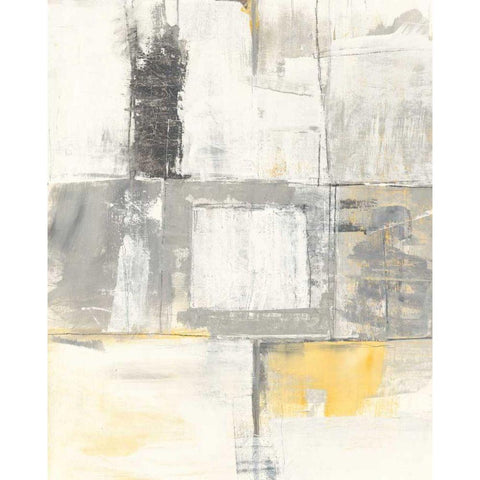 Gray and Yellow Blocks II White Gold Ornate Wood Framed Art Print with Double Matting by Schick, Mike